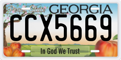 GA license plate CCX5669