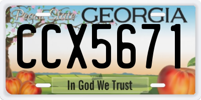 GA license plate CCX5671