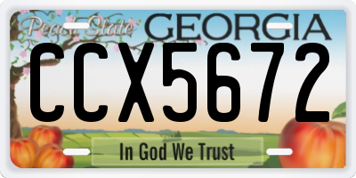 GA license plate CCX5672