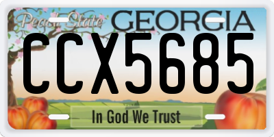 GA license plate CCX5685