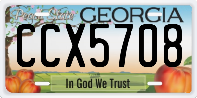 GA license plate CCX5708