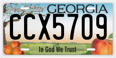 GA license plate CCX5709