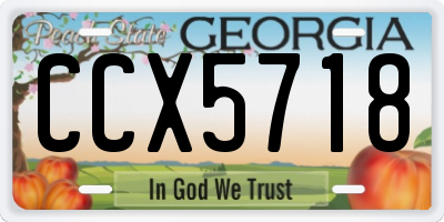 GA license plate CCX5718