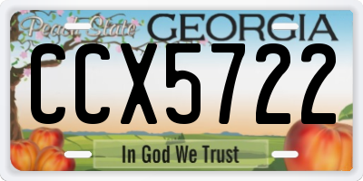 GA license plate CCX5722