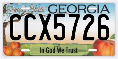 GA license plate CCX5726