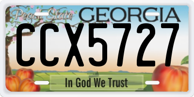GA license plate CCX5727