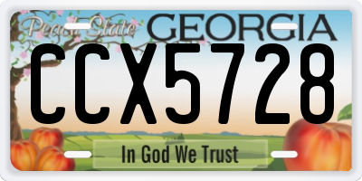 GA license plate CCX5728