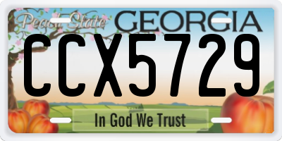GA license plate CCX5729