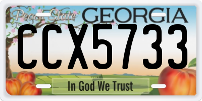 GA license plate CCX5733