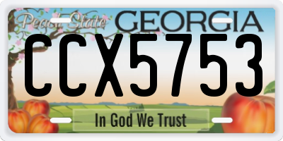 GA license plate CCX5753