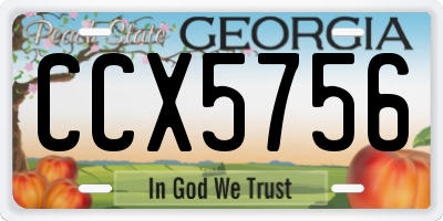 GA license plate CCX5756