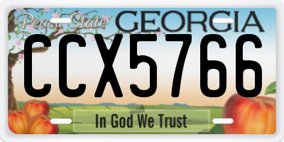 GA license plate CCX5766