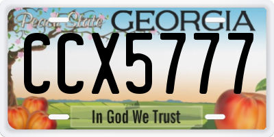 GA license plate CCX5777
