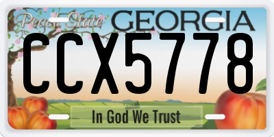 GA license plate CCX5778