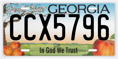 GA license plate CCX5796