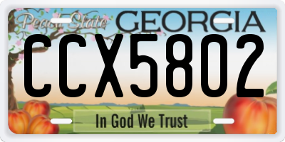 GA license plate CCX5802