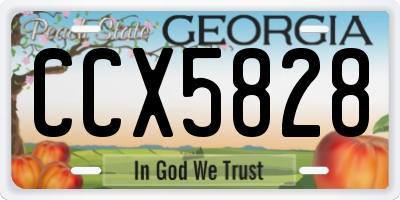 GA license plate CCX5828