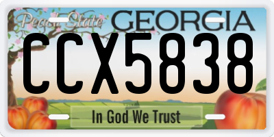GA license plate CCX5838