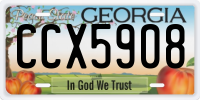 GA license plate CCX5908