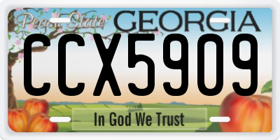 GA license plate CCX5909