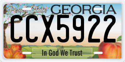 GA license plate CCX5922