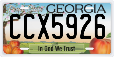 GA license plate CCX5926