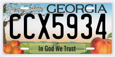 GA license plate CCX5934