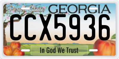 GA license plate CCX5936