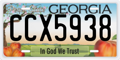 GA license plate CCX5938