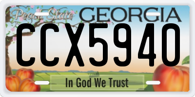 GA license plate CCX5940