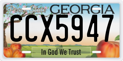 GA license plate CCX5947