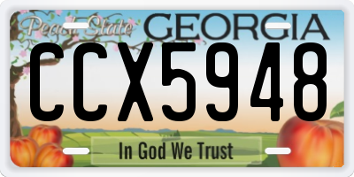 GA license plate CCX5948