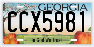 GA license plate CCX5981