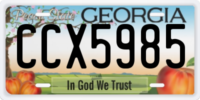 GA license plate CCX5985