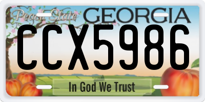 GA license plate CCX5986