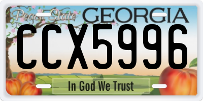 GA license plate CCX5996