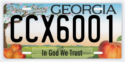 GA license plate CCX6001