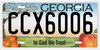 GA license plate CCX6006