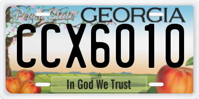GA license plate CCX6010