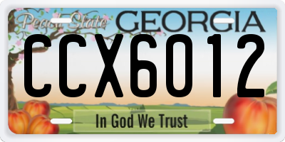 GA license plate CCX6012
