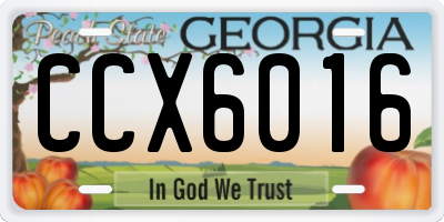 GA license plate CCX6016