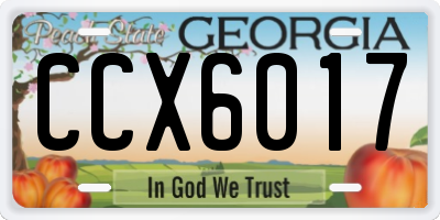 GA license plate CCX6017