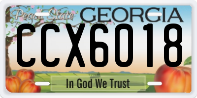GA license plate CCX6018