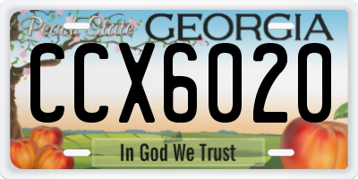 GA license plate CCX6020