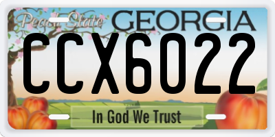 GA license plate CCX6022