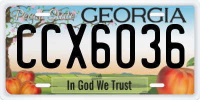 GA license plate CCX6036