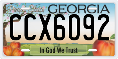 GA license plate CCX6092