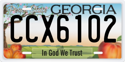 GA license plate CCX6102