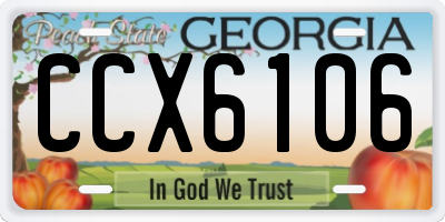 GA license plate CCX6106