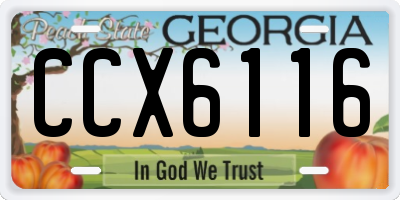 GA license plate CCX6116